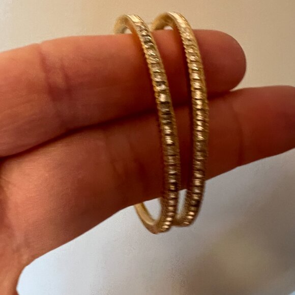 Chanel Baguette Crystal CC Drop Hoop Earrings Gold - Picture 2 of 9